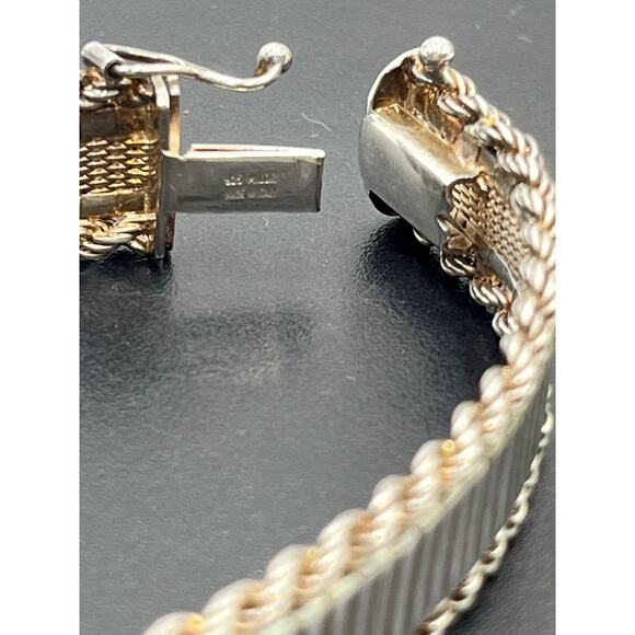 Milor Italy 925 Sterling Silver Rope Chain Elegant Bracelet 7.5" 25g, 13mm Wide - Picture 14 of 16